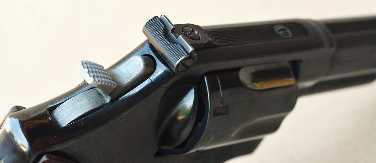The rear sight is Smith & Wesson’s famous Micro – fully adjustable for windage and elevation.